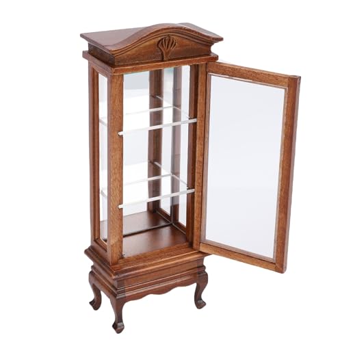 Fafeims 1:12 Skala Dollhouse Möbel, Dollhouse Möbelschrank, Birch -Holzbuchhändler mit Erz -Top -Miniatur -Display -Regal für Sammler von Fafeims