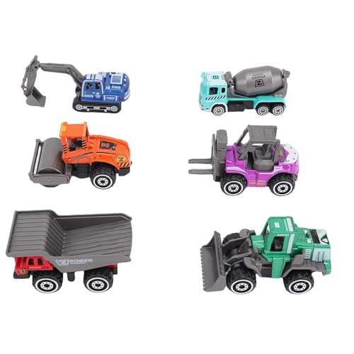 Fafeims 6 -teilige Legierungsfahrzeuge, Bagger -Gabelstapler -Muldenwagen mit Beweglichen Teilen für Sandbox -Spiel und Sammlerdisplay von Fafeims