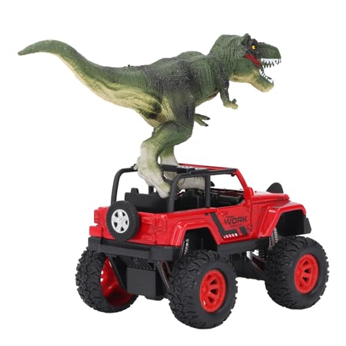 Fafeims Dinosaurier -Spielzeugwagenträger, Legierung und Plastik, Pull -Rückenwagen mit LED -Leuchten und Klängen Dinosauriertransportwagen für Fantasievolle Spiele und Abenteuer (Rot) von Fafeims