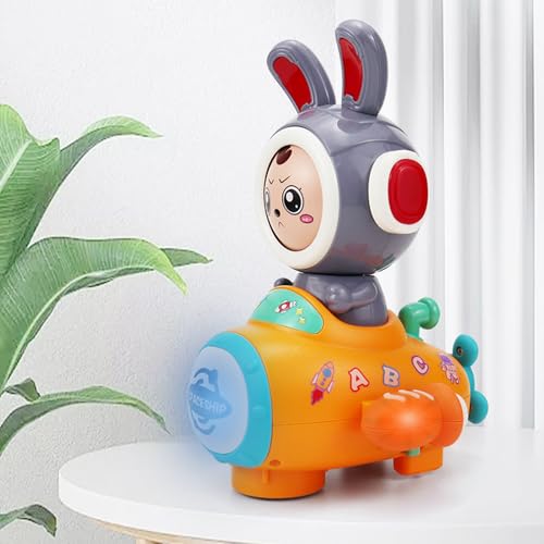 Fafeims Gesichtswechselnder Hasenspielzeugauto, ABS Interactive Light und Musik Crawler für Bauchzeitspiele 2,3,4,5,6 von Fafeims