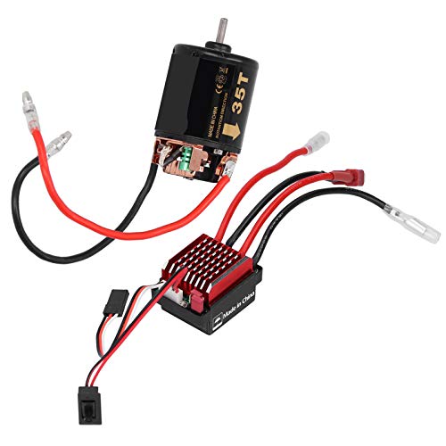 Fafeims Hochtorsion 540 Gebürsteten Motor 360A ESC mit Lithiumbatterieschutz für SUV -Tank, Aluminiumlegierung Schwarzer Roter Motor für für Axial (35T) von Fafeims
