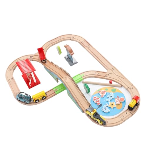 Fafeims Holz Railway Set, 49pcs City Themed ABS und Wood Railway Toy für über 2+ Jahre von Fafeims