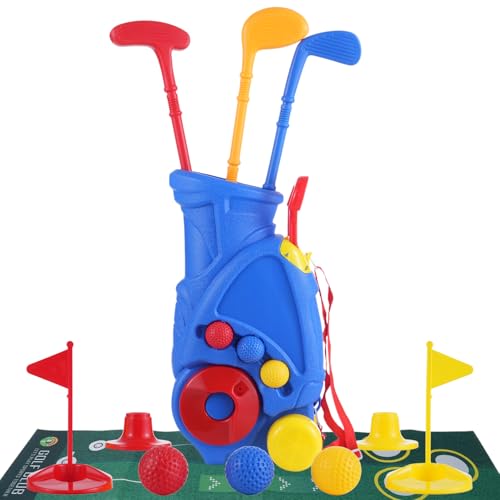 Fafeims Kleinkind Golf Set Mimic Real Golf Clubs Spielzeugset mit Clubs, Bällen, Matte für Jungen Mädchen Setzen (Blue) von Fafeims