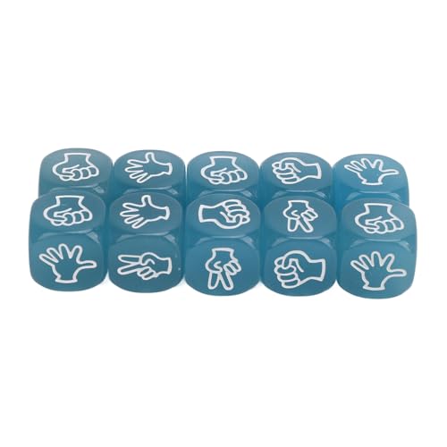 Fafeims Langlebiger Finger Raten Würfel Set, 10pcs Luminous Rock Paper Scissors Plastikwürfel für Mathematikspiel, Leicht zu Lesen, Fingerratenwürfel Würfel (Blue) von Fafeims