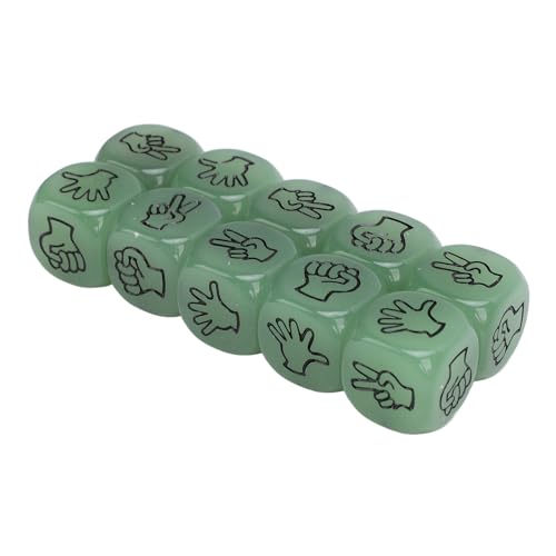 Fafeims Langlebiger Finger Raten Würfel Set, 10pcs Luminous Rock Paper Scissors Plastikwürfel für Mathematikspiel, Leicht zu Lesen, Fingerratenwürfel Würfel (Green) von Fafeims