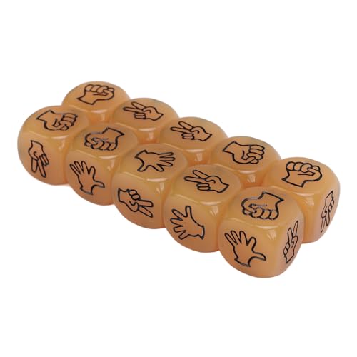 Fafeims Langlebiger Finger Raten Würfel Set, 10pcs Luminous Rock Paper Scissors Plastikwürfel für Mathematikspiel, Leicht zu Lesen, Fingerratenwürfel Würfel (ORANGE) von Fafeims