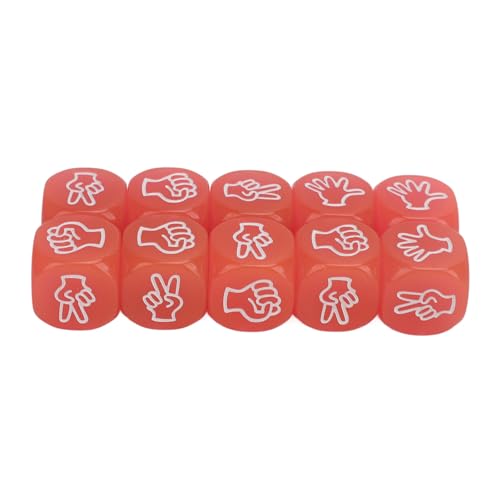 Fafeims Langlebiger Finger Raten Würfel Set, 10pcs Luminous Rock Paper Scissors Plastikwürfel für Mathematikspiel, Leicht zu Lesen, Fingerratenwürfel Würfel (PINK) von Fafeims