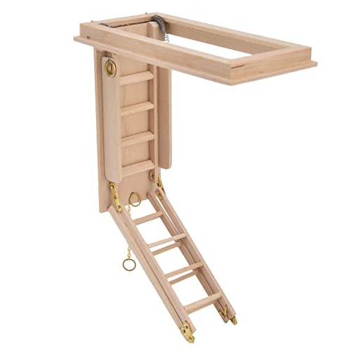 Fafeims Mini -Requisiten, Miniaturpuppenhaustreppen für 1:12 Puppenhäuser Ausziehen Treppenlänge 22,5 cm von Fafeims