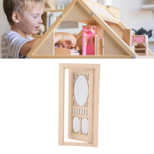 Fafeims Mini Toy House Tür 1:12 Skala, Basswood European Hollow Decorative Door für Puppenhaus -DIY -Modellszenen von Fafeims