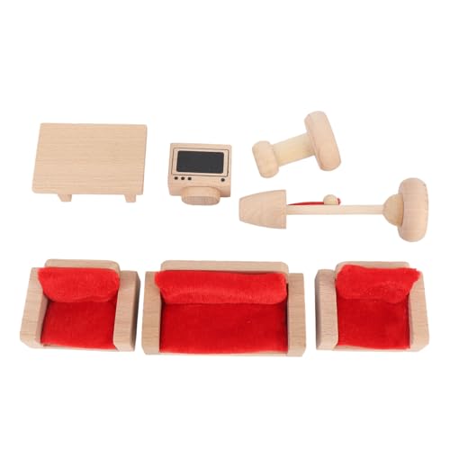 Fafeims Miniatur-Wohnzimmermöbel-Set, Puppenhaus-Zubehör aus Buchenholz, Interaktives Rollenspiel-Set für, Pädagogisches Fafeims Miniatur-Wohnzimmermöbel-Set, Puppenhaus-Zubehör aus Buchenholz, Interaktives Rollenspiel-Set für, Pädagogisches von Fafeims