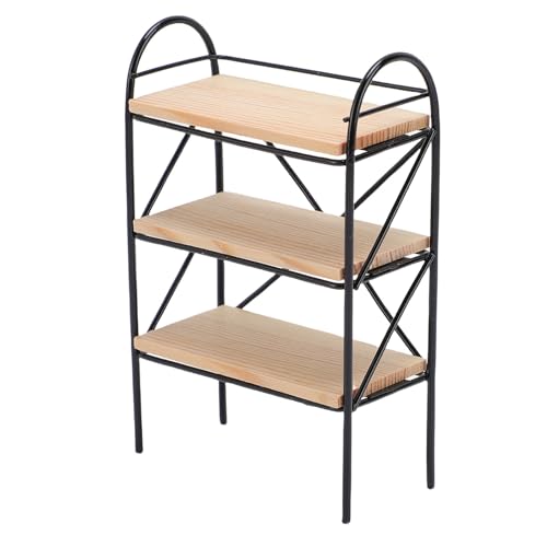 Fafeims Miniature Dollhouse Bookrack, 1:12 Eisenbuchhandel mit Verbundholz, Minimalistisches Regal für Dollhouse Library Dekor Geeignet von Fafeims