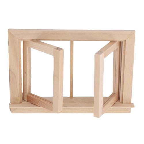 Fafeims Miniaturpuppenhausfenster 1:12 Skala, Holz und PVC Offene Winzige Fenster für Dollhouse DIY, Modellhausdekoration, Fotografie -Requisiten von Fafeims