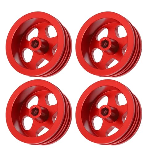 Fafeims RC Car Wheel Rand, Aluminiumlegierung 4pcs Off Road Wheel Hub, Robuster und Stilvoller Ersatz für MN82 LC79 RC Crawler Trucks (Rot) von Fafeims
