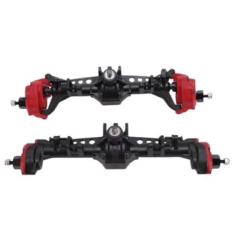 Fafeims RC -Vorder -Hinterachse, Nylon -Crawler -Achse mit Optimierter Lenkung für Axiales SCX10 II 1:10 RC Truck Complete Upgrade Kit (Schwarz Rot) von Fafeims