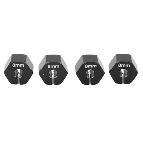 Fafeims Sechskantrad-Hub-Adapter, 8-Mm-Aluminium-Legierungs-RC-Radadapter mit 4,0 Mm Loch, Hochleistungs-Upgrade für SCX10 CC01 Wraith Crawler und Trail Driving (4-teiliges Set) (Black) von Fafeims