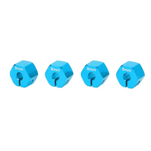 Fafeims Sechskantrad-Hub-Adapter, 8-Mm-Aluminium-Legierungs-RC-Radadapter mit 4,0 Mm Loch, Hochleistungs-Upgrade für SCX10 CC01 Wraith Crawler und Trail Driving (4-teiliges Set) (Blue) von Fafeims