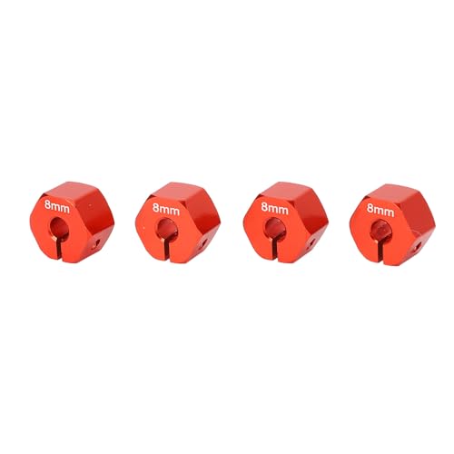 Fafeims Sechskantrad-Hub-Adapter, 8-Mm-Aluminium-Legierungs-RC-Radadapter mit 4,0 Mm Loch, Hochleistungs-Upgrade für SCX10 CC01 Wraith Crawler und Trail Driving (4-teiliges Set) (Rot) von Fafeims