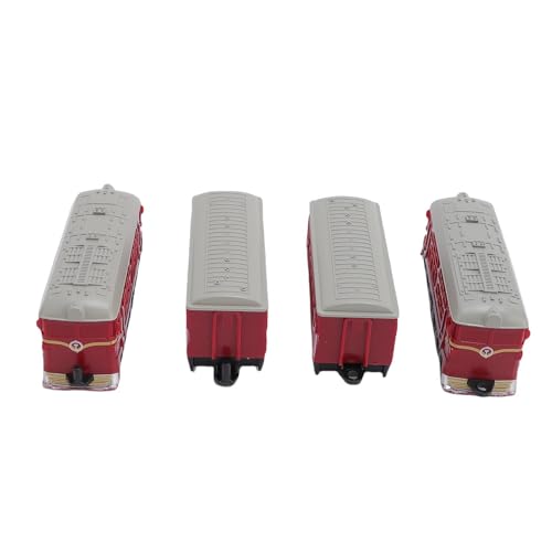 Fafeims Vintage-Eisenbahnmodellset, 1:60 Skala 4-teiliger Legierungs-Back-Eisenbahnspielzeug mit Details Retro Railway Set für Kinder Im Alter von 3+ (Rot) von Fafeims