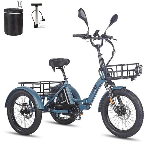 Fafrees F20 Mate E-Bike Dreirad Klapprad 48V für Erwachsene Straßenzulaßung [ Offiziell ] Dreirad Ebike 21Ah Akku, E Bike Damen Hydraulische Scheibenbremsen, 3 Rad Fahrrad Elektrisch 180kg von Fafrees