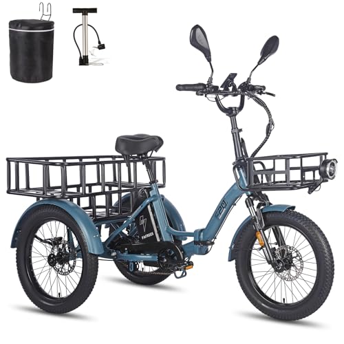 Fafrees F20 Mate E-Bike Dreirad Klapprad für Erwachsene Straßenzulaßung [ Offiziell ] 48V 21Ah Akku E Bike Damen, Elektro Dreirad Hydraulische Scheibenbremsen, Ebike 65N.m, Trike Elektrofahrrad 180kg von Fafrees