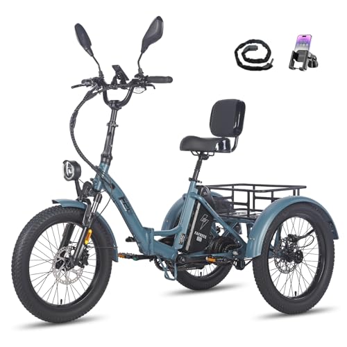 Fafrees F20 Mate Elektro Dreirad, Upgrade 2025 E-Bike 3 Rad 48V 23.45Ah Akku, E Bike Dreirad Klapprad 20 * 3.0 Zoll, Hydraulischer Bremsstarter (Vorderkorb, Blau) von Fafrees