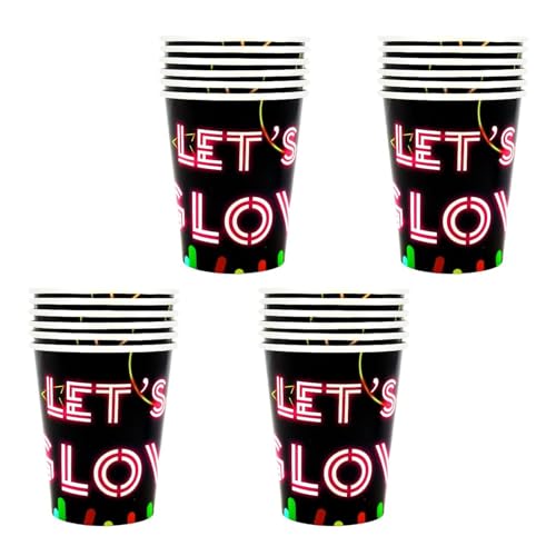 Bright Neons Party Tableware Set Dispositables Platten/Becher/Serviette/Tischdecke Für Geburtstage Blacklight Party Supplies von Fahoujs