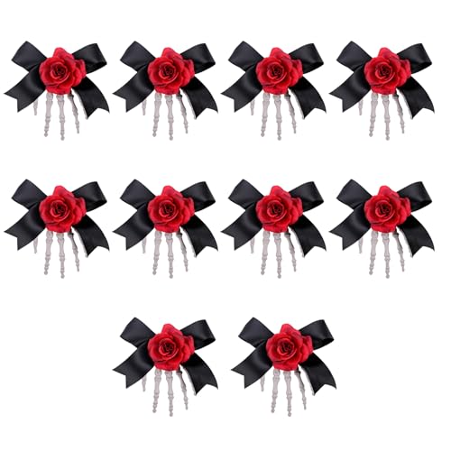 Fahoujs 10pcs Einzigartige Halloween Hair Accessoire Skeleton Hand Mit Rose Bowknot Stilvolle Seitenclip Origination Für Kostümpartys Fahoujs 10pcs Einzigartige Halloween Hair Accessoire Skeleton Hand Mit Rose Bowknot Stilvolle Seitenclip Origination Für Kostümpartys von Fahoujs