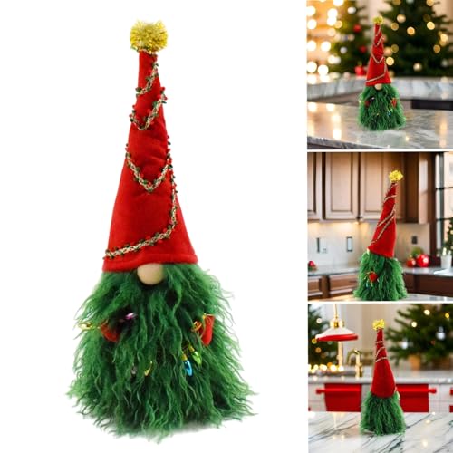Fahoujs Grünhaarige Ältere Gnomes Plüsch Puppen Mit Kunst Glühbirnen Weihnachts Schwedische Tomtes Ausgestopfte Ornament Holiday Geschenk Grünhaariger Mann Puppen von Fahoujs
