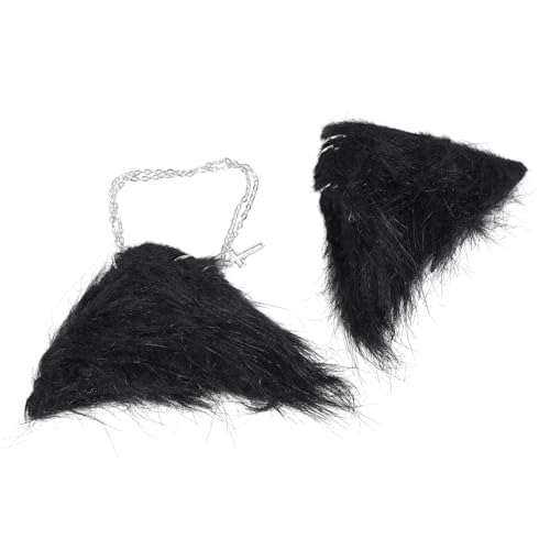 Fahoujs Plüsch Haarclip Tasselscross Katze Ohrhaarpins Maid Anime Cosplay Kostüm Party Requisiten Gothics Girls Accessoires Punk Stirnbandzubehör von Fahoujs