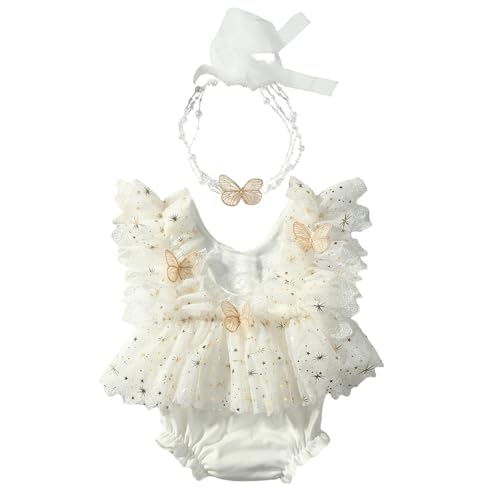 Fahoujs Süße Spitze Gekleidete Kleinkindfotografie Strampler Schmetterling Polyester Neugeborene Fotoshootings Outfit Mit Kopfschmuck Baby Mädchen Fotoshootings Kleid Kleid von Fahoujs