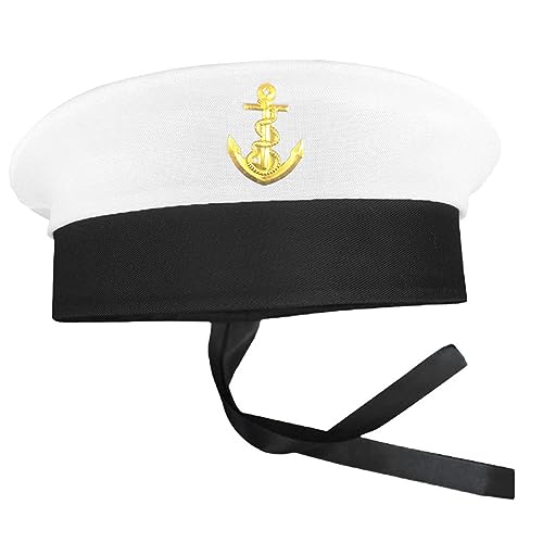 Fahoujs Weißer Kapitän Hut Yacht Militär Hüte Boote Skipper Schiff Kapitän Kostüm Hut Kappe Marine für Herren Damen Herren Erwachsene von Fahoujs