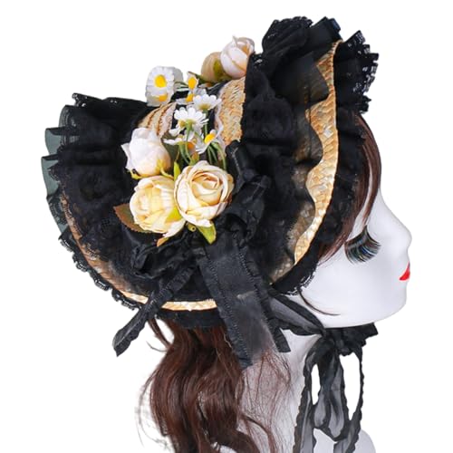 Victorian Strohhut Mit Spitze Gekräuselte Brims Und Rose Flower For Women Mode Anime Kostüm Motorhut Für Besondere Veranstaltung Victorian Strohhut Mit Spitze Gekräuselte Brims Und Rose Flower For Women Mode Anime Kostüm Motorhut Für Besondere Veranstaltung von Fahoujs