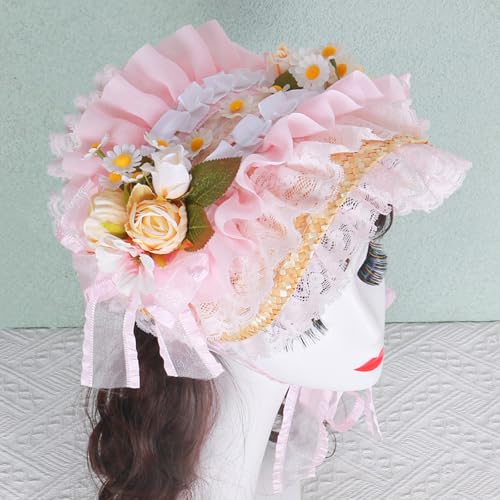 Victorian Strohhut Mit Spitze Gekräuselte Brims Und Rose Flower For Women Mode Anime Kostüm Motorhut Für Besondere Veranstaltung Victorian Strohhut Mit Spitze Gekräuselte Brims Und Rose Flower For Women Mode Anime Kostüm Motorhut Für Besondere Veranstaltung von Fahoujs