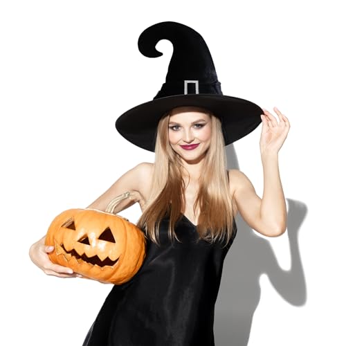 FainFun Halloween Hexenhut, Schwarz Halloween Hut, Hexen Accessoires Damen, Halloween Kostüm Hexenhut für Halloween-Partys, Kostümpartys, Cosplay-Partys FainFun Halloween Hexenhut, Schwarz Halloween Hut, Hexen Accessoires Damen, Halloween Kostüm Hexenhut für Halloween-Partys, Kostümpartys, Cosplay-Partys von FainFun