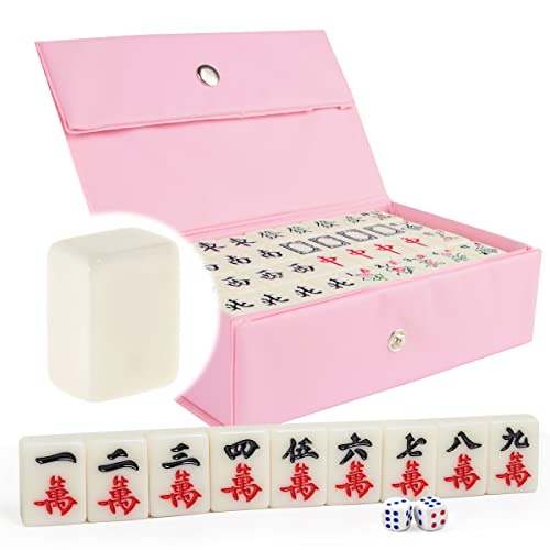 FainFun Mahjong Set, Chinesisches Brettspiel Mahjong Mini Spiel für 4 Spieler, Mahjong Steine Klein und Tragbar, Geeignet für Zuhause, Outdoor, Reisen Gesellschaftsspiele von FainFun