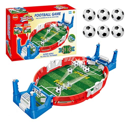 FainFun Mini Tischkicker Kinder, Mini Tischfußball mit 6 Fußbälle, Interaktives Tischfußballspiel für Kinder, Tischfußball Spieler für Kinder und Erwachsene (Rot Blau) von FainFun