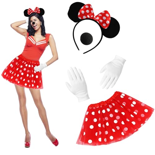 FainFun Mouse Kostüm Damen, Tiere Kostüm Damen, Maus Ohren Kostüm,Rot Tutu + Haarreifen +Handschuhe + Nase,Damen Mädchen Faschingkostüme Karneval Mottoparty Cosplay Party FainFun Mouse Kostüm Damen, Tiere Kostüm Damen, Maus Ohren Kostüm,Rot Tutu + Haarreifen +Handschuhe + Nase,Damen Mädchen Faschingkostüme Karneval Mottoparty Cosplay Party von FainFun
