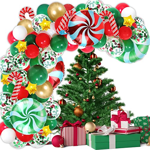 Weihnachts Luftballons, FainFun Zuckerstangen Deko, Folienballons Weihnachten, Ballonbogen für Weihnachten Dekoration (A) von FainFun