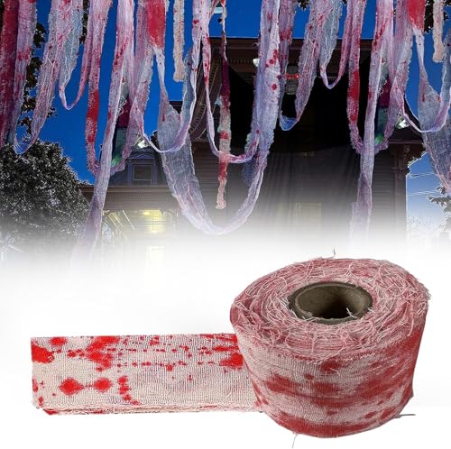 FAINCA Halloween Bandagen, Blutiges Tuch 8 CM X 10 M, Gruselige Binde, Deko für Mit Gruseliges Kriechende Geisterpropie Party Decor von FAINCA