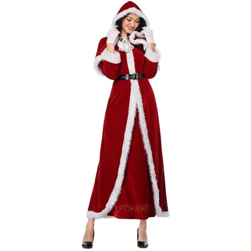 FairyHover Damen Weihnachtsmann-Kostüm-Set Weihnachtsmann-Kostüm Damen-Weihnachtskleid Erwachsener Deluxe-Weihnachts-Cosplay-Anzug A,XL. von FairyHover