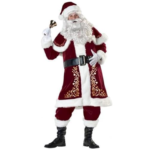 FairyHover Deluxe-Weihnachtsmann-Kostüm Für Erwachsene 8-Teilig Weihnachtsmann-Anzug Herren-Weihnachtsmann-Kostüm A,5XL. von FairyHover