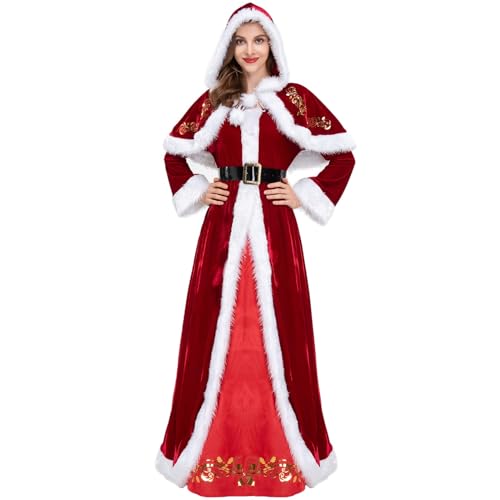 FairyHover Weihnachtsmann-Kostüm Plüsch-Weihnachtsmann-Anzug Weihnachtskleidung Für Damen Weihnachtsmann Weihnachten Cosplay Party Weihnachtskostüm B,XXL. von FairyHover
