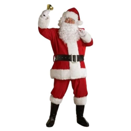 FairyHover Weihnachtsmann-Kostüm-Set Für Herren Blaues Weihnachtsmann-Kostüm Weihnachtsmann-Kostüm 7-Teiliges Set Weihnachtsmann-Outfit Für Herren Und Damen B,L. von FairyHover
