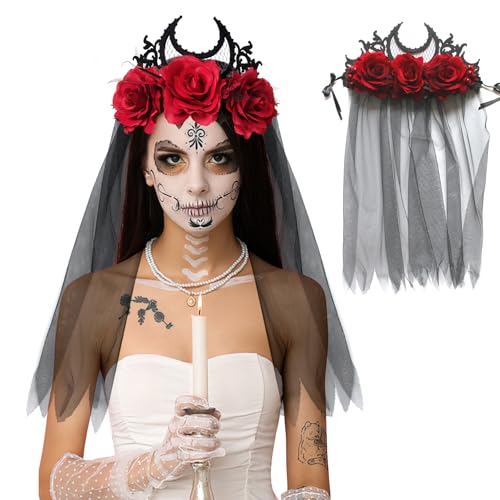 FairyPeach Halloween Haarreif,Stirnband Rosen Totenkopf Kopfschmuck Haarband Hair Hoop,Tag Der Toten,Gothic Schleier Haarschmuck Fledermaus,Halloween Cosplay Accessoires,Karneval,Fasching,Mottoparty FairyPeach Halloween Haarreif,Stirnband Rosen Totenkopf Kopfschmuck Haarband Hair Hoop,Tag Der Toten,Gothic Schleier Haarschmuck Fledermaus,Halloween Cosplay Accessoires,Karneval,Fasching,Mottoparty von FairyPeach