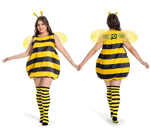 Bienen Kostüm Damen Bienenkostüm Erwachsene Hummel Große Größen 50 52 XXL Übergröße Karnevalskostüme Faschingskostüm Fasching Frauen von Fairycos