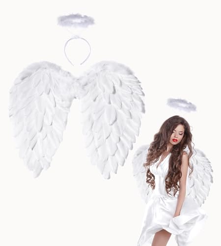 Engelsflügel Weiß Groß Erwachsene Engel Flügel Kostüm Damen Frauen Angel Wings Costume von Fairycos