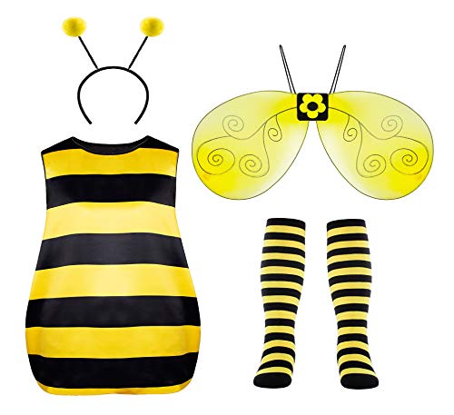 Fairycos Faschingskostüme Damen Bienenkostüm Erwachsene Bienen Kostüm Karneval Halloween Kostüm Herren Gelb 32 34 36 von Fairycos