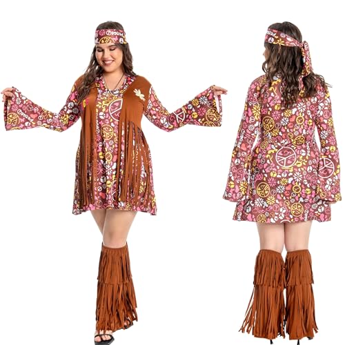 Fairycos Hippie Kostüm Damen Große Größen 50 52 70er Jahre Bekleidung Übergröße Hippie Kleid Kleidung Schlagermove Outfit Faschingskostüme Frau Fairycos Hippie Kostüm Damen Große Größen 50 52 70er Jahre Bekleidung Übergröße Hippie Kleid Kleidung Schlagermove Outfit Faschingskostüme Frau von Fairycos