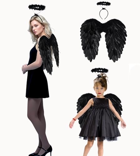 Schwarze Flügel Kinder Engelsflügel Schwarzer Engel Kostüm Teufelsflügel Black Angel Costume von Fairycos