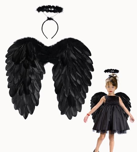 Schwarze Flügel Kinder Engelsflügel Schwarzer Engel Kostüm Teufelsflügel Black Angel Costume von Fairycos